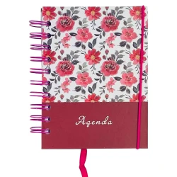 Agenda permanente capa dura espiral flores pequena 160 folhas