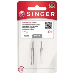 Agulha de máquina singer dupla 3mm com 02 unidades 2025 Nº 14 90/14