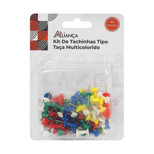 Alfinete para mapa taça com 80 unidades multicolorido