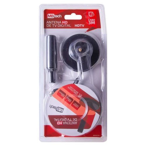 Antena para televisão digital hdtv cabo 3 metros MBtech