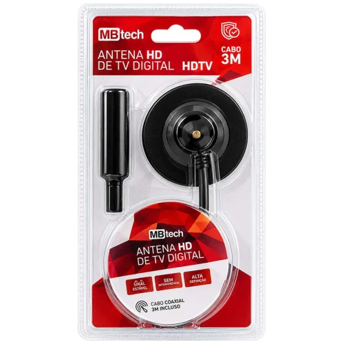 Antena para televisão digital hdtv cabo 3 metros MBtech Antena para televisão digital hdtv cabo 3 metros MBtech