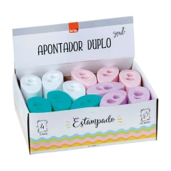 Apontador com depósito 02 furos oval com 12 unidades estampadas