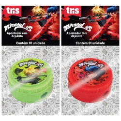 Apontador com depósito Miraculous blister Tris