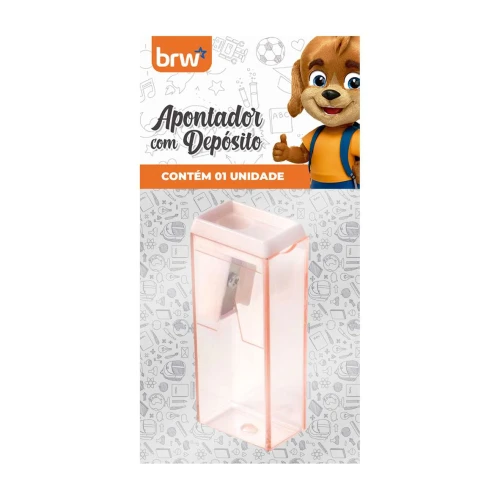 Apontador com depósito retangular tons pastéis blister
