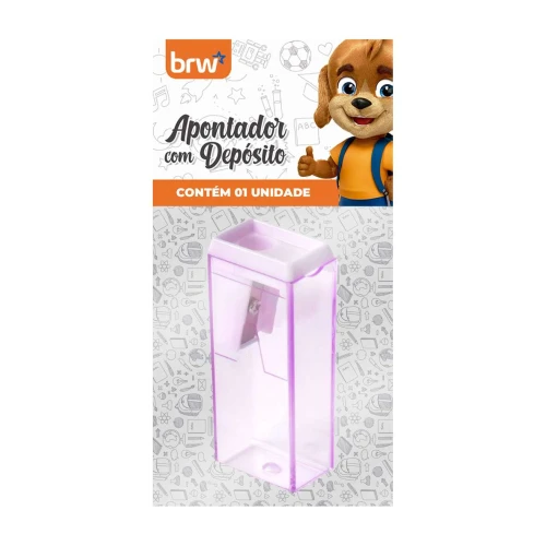 Apontador com depósito retangular tons pastéis blister