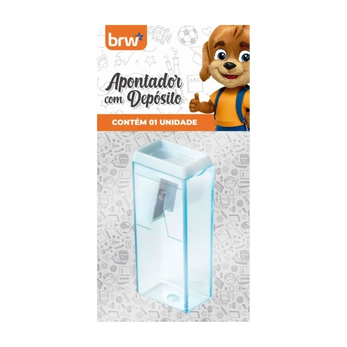 Apontador com depósito retangular tons pastéis blister