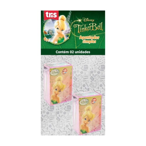 Apontador simples Disney Tinker Bell quadrado blister com 02 unidades Tris