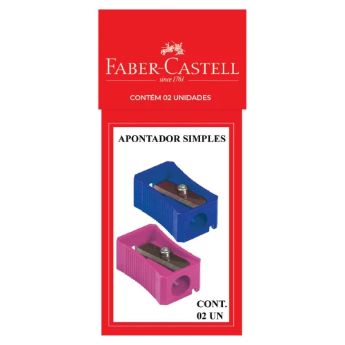 Apontador simples com 02 unidades sortidas blister Faber Castell