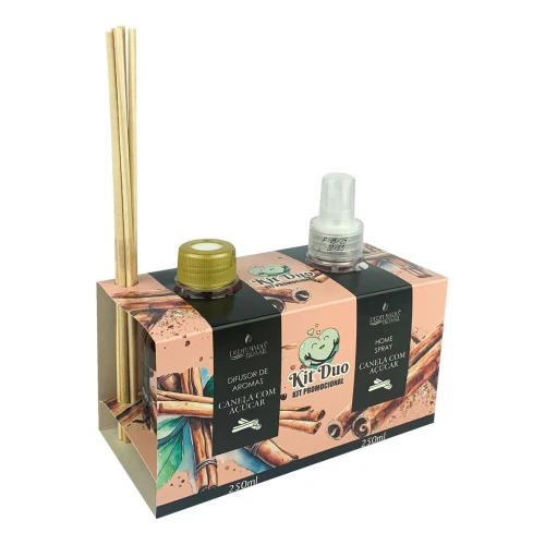 Aromatizador e difusor 250ml kit duo Canela com Açúcar