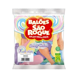 Balão 7.0 candy colors sortidos com 25 unidades São Roque