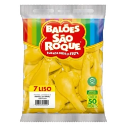 Balão 7.0 liso amarelo citrino com 50 unidades São Roque