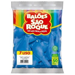 Balão 7.0 liso azul turquesa com 50 unidades