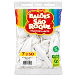 Balão 7.0 liso branco polar com 50 unidades São Roque