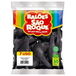 Balão 7.0 liso preto com 50 unidades São Roque