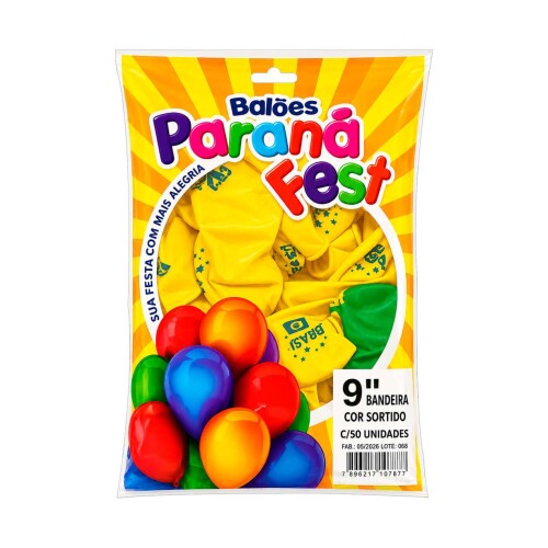 Balao 9 bandeira Brasil com 50 unidades sortido Balao 9 bandeira Brasil com 50 unidades sortido