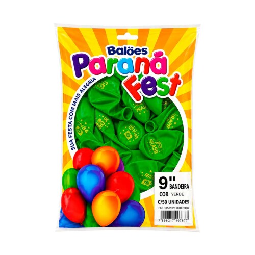 Balão 9 bandeira Brasil com 50 unidades verde