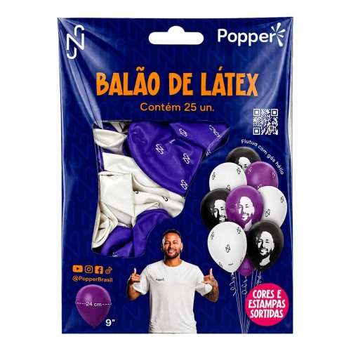 Balão 9 neymar jr sortido com 25 unidades Balão 9 neymar jr sortido com 25 unidades