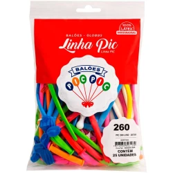 Balão canudo pic-pic liso sortidos com 25 unidades Riberball