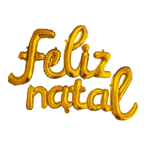 Balão metálico Feliz Natal dourado 40cm Grupo Festa Balão metálico Feliz Natal dourado 40cm Grupo Festa