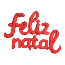 Balão metálico Feliz Natal vermelho 40cm Grupo Festa