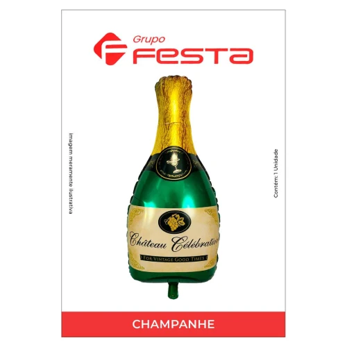 Balão metálico champagne verde 100cm Grupo Festa Balão metálico champagne verde 100cm Grupo Festa