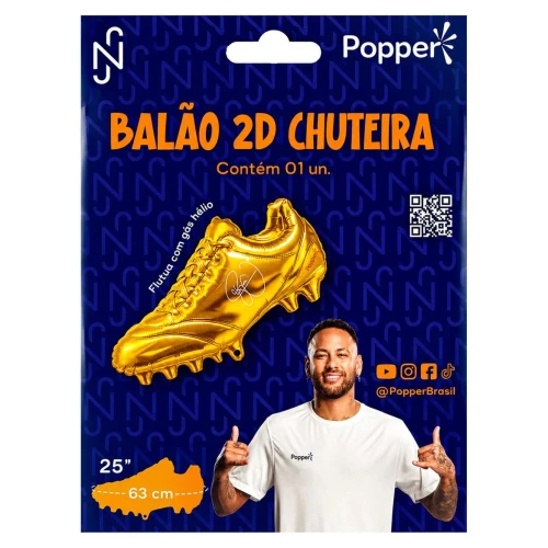 Balão metalico chuteira dourada neymar jr 63cm