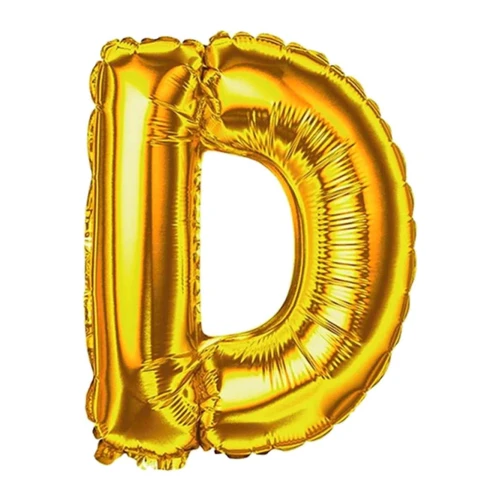 Balão metálico letra D dourado 40cm