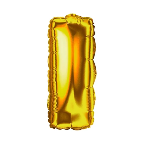 Balão metálico letra I dourado 40cm