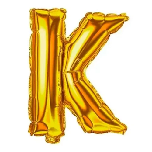 Balão metálico letra K dourado 40cm