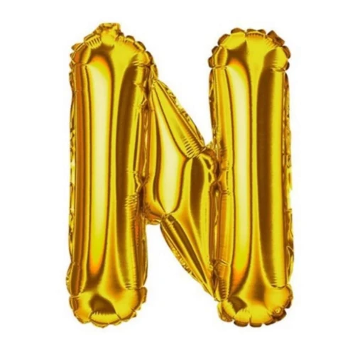Balão metálico letra N dourado 40cm Balão metálico letra N dourado 40cm