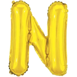 Balão metalico letra N dourado 70cm