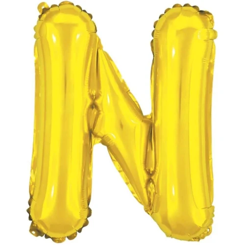 Balão metalico letra N dourado 70cm