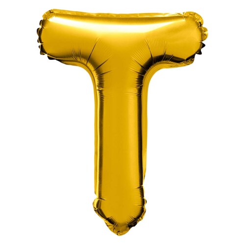 Balão metálico letra T dourado 70cm Balão metálico letra T dourado 70cm