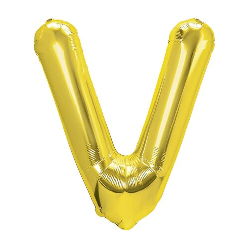 Balão metálico letra V dourado 70cm