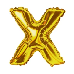 Balão metalico letra X dourado 40cm