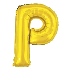 Balão metalico letra p dourado 40cm