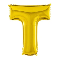 Balão metalico letra t dourado 40cm