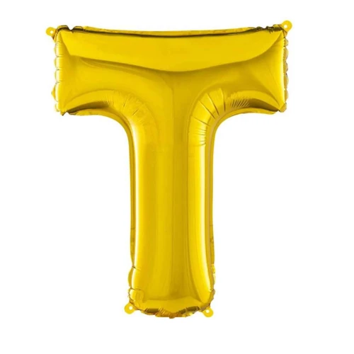 Balão metalico letra t dourado 40cm Balão metalico letra t dourado 40cm