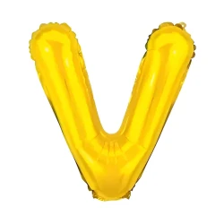 Balão metalico letra v dourado 40cm