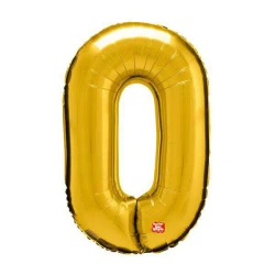 Balão metálico número 0 dourado 40cm