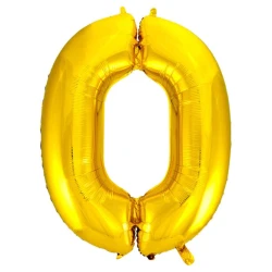 Balão metalico numero 0 dourado 70cm