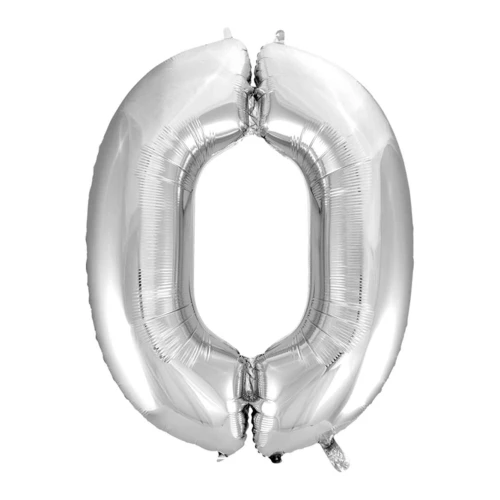 Balão metalico numero 0 prata 40cm Balão metalico numero 0 prata 40cm