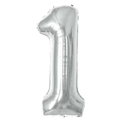 Balão metálico número 1 prata 70cm