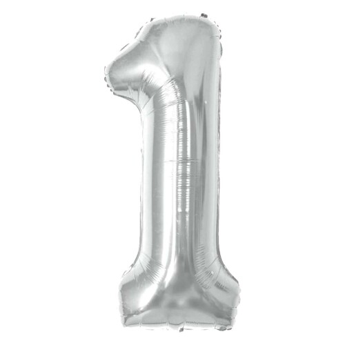 Balão metálico número 1 prata 70cm