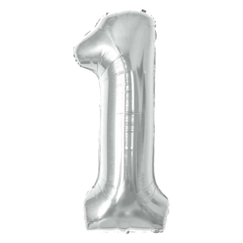 Balão metálico número 1 prata 70cm