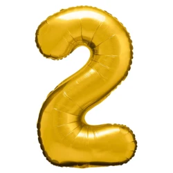 Balão metálico numero 2 dourado 40cm