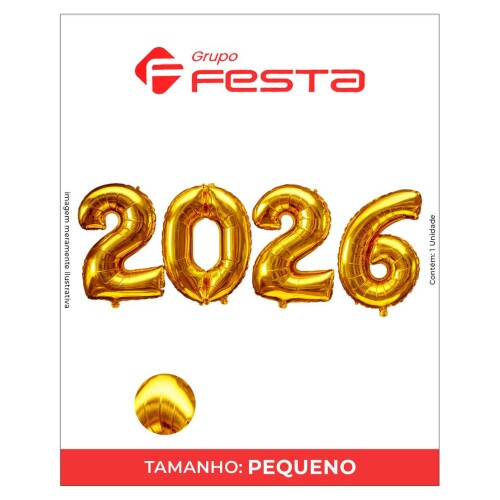 Balão metálico número 2026 dourado 45cm Grupo Festa Balão metálico número 2026 dourado 45cm Grupo Festa