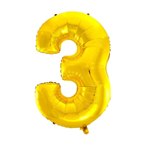 Balão metalico numero 3 dourado 70cm