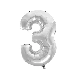 Balão metálico número 3 prata 70cm