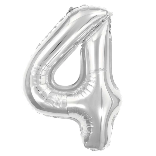 Balão metalico numero 4 prata 40cm Balão metalico numero 4 prata 40cm